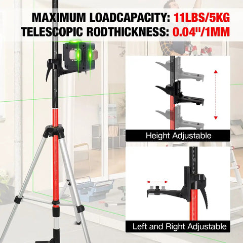 Telescoping Laser Level Pole With Tripod And Spring Loaded Base For Rotary And Line Lasers, Pro Grade, Extended in Living Room