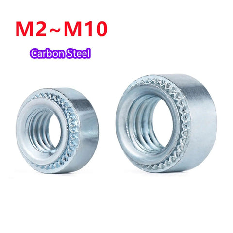 Heavy Duty Galvanized Carbon Steel Self Clinching Nuts For Knockout Bolt Downs, M2 to M10 sizes, used for sheet metal repair.