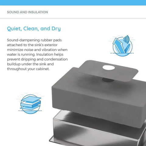Sound-dampening feature of ADA1823 Single Bowl Stainless Steel Sink With Three Quarters Inch Radius Heavy Duty 18 Gauge 304