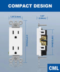 Heavy Duty 15 Amp Decorator Wall Receptacle Outlet 125V 2 Pole 3 Wire Non Tamper Resistant Residential And Commercial Use UL Listed