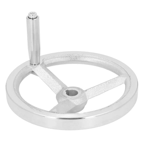 Chrome Plated Cast Iron Lathe Hand Wheel With Handle 18x200mm Round Replacement for milling machines and grinders.