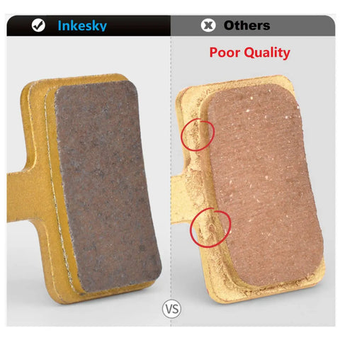 Comparison of Front And Rear Brake Pads With BR32 Steel Backplate and poor quality pads, highlighting durability and finish.