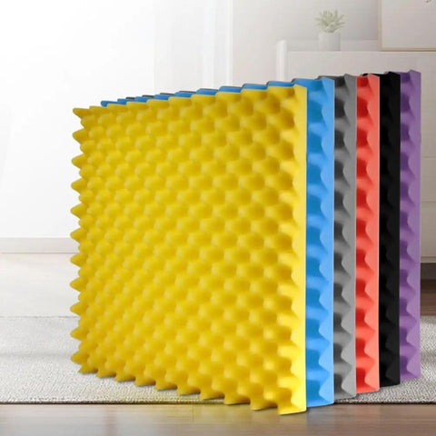 Peel And Stick Soundproofing Foam Roll For Walls Thick Acoustic Dampening Panels Fireproof Noise Blocker Mat For Home Studio Audio Treatment Grey Quick Install Heavy Duty Build, colorful foam panels stacked