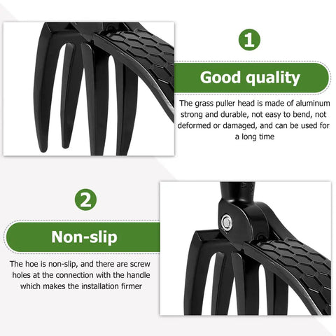 Close-up of Stand Up Weed Puller Replacement Head with 4 Claw Steel for Yard and Garden, showing non-slip design and durability.