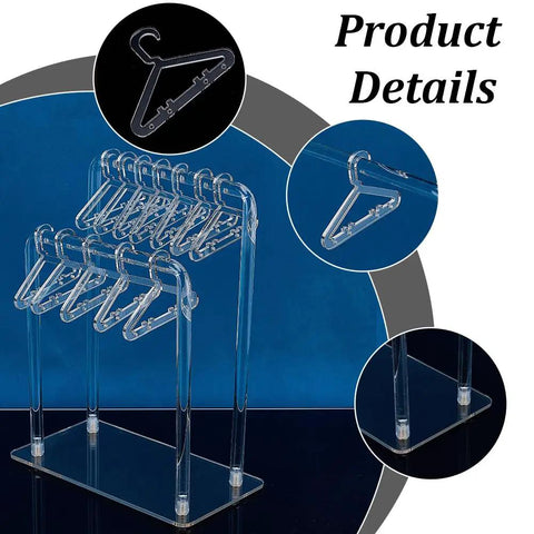 Super Sleek Acrylic Earring Holder Stand With Twenty Mini Hangers Holds Up To Sixty Pairs Two Tier Jewelry Organizer showcasing clear acrylic clips.