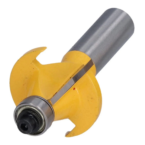 Heavy Duty Tongue Groove Router Bit 1/2 Inch Shank Two Flute Carbide Woodworking Cutter with yellow blade and steel body.