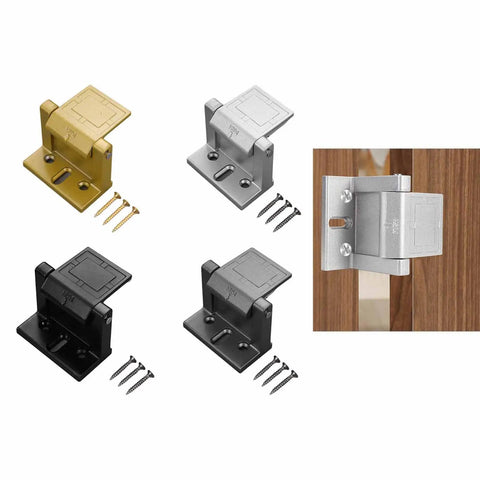 Heavy Duty Door Catch Secures Barns And Garages Easy Install Aluminum Lock in gold, silver, black; screws included for bathroom use.