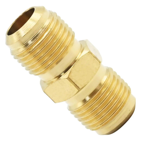 Copper Tubing Extension Joint Connectors One Half Inch Male Flare Brass Fittings For Lengthening And Connecting Copper Pipes Two Pack High Quality Pure Copper For Gas Refrigeration And Instrumentation Hydraulic Systems, brass connector