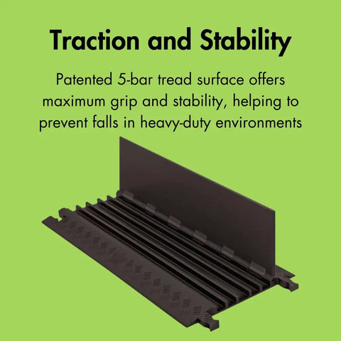 End Cap For 5 Channel Drive Over Cable Protector With Interlocking Design, heavy duty polyurethane, traction surface, green background
