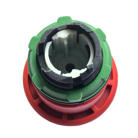 Straight Up Badass Aftermarket Emergency Stop Button For Heavy Duty Scissor Lifts And Rough Terrain Gear Sweet Safety Swap Part 147051 close-up view
