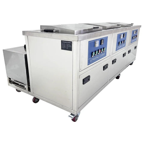 Techtongda 61L Industrial Ultrasonic Cleaner Machine With Triple Tank System, stainless steel body, perfect for parts degreasing.