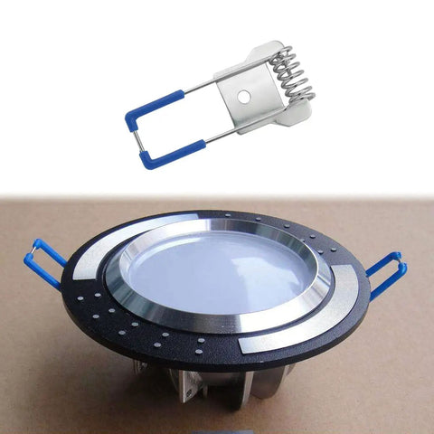 10 Pack Downlight Panel Lamp Spring Clips 18x25mm For LED Recessed Lighting Installations, Heavy Duty Iron Spring Brackets For Easy No Brainer Ceiling Lamp Mounting, metal clip and recessed downlight