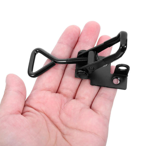 Beefy Stainless Steel Toolbox Toggle Latch Clamps Set for Chest and Boxes, shown in hand for size reference