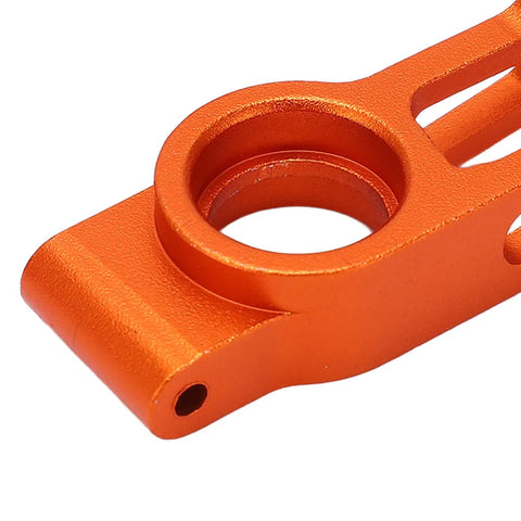 Beefed Up Aluminum Rear Wheel Hub Assembly Axle Knuckle Carrier For RC Car Orange Finish close-up of machined detail for EX 07
