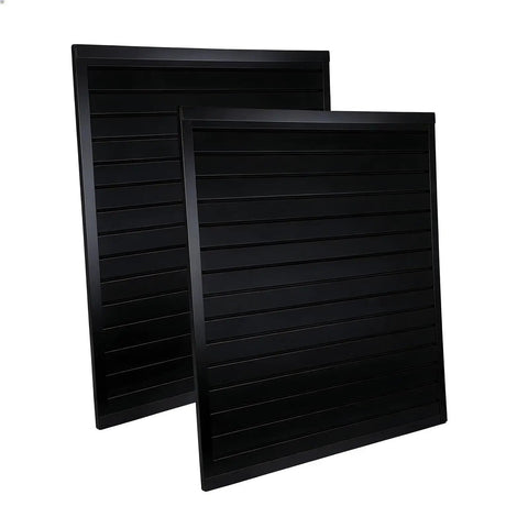 Two Pack PVC Garage Wall Organizer Panels 4 By 8 Ft Heavy Duty Storage System Holds 300 Lbs Per 4x1 Ft Section, black color panels