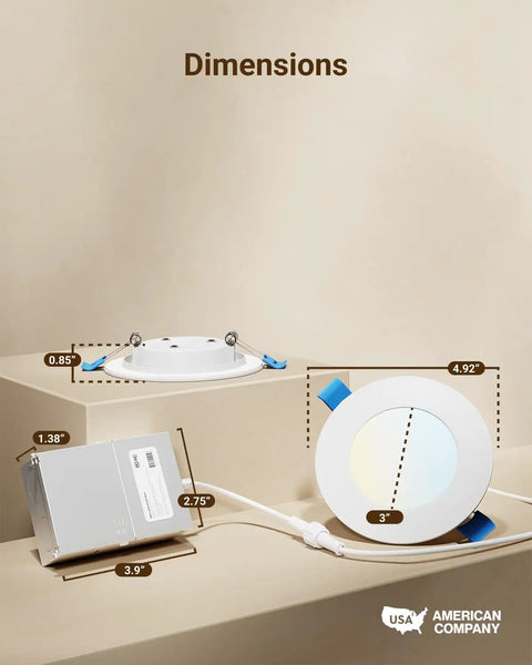 Dimensions of Six Pack Retrofit LED Recessed Can Lights, 6 Inch, With Baffle Trim, 965 Lumens, 13W, 5000K Daylight, Dimmable, Damp Rated UL Listed