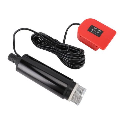 Jiawu Electric Sewage Pump For Pool Garden Well, compact submersible pump with black body and red controller for water drainage.