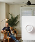 Rotary On Off Fan Speed Controller for 3 Gang Wall Plates With Flush Mount and No Visible Screws, Includes White and Ivory Knobs, Ideal With Traditional Dimmers and Switches, Oversized Design Hides Gaps for Secure Clean Install, white 3-gang wall plate with rotary knob