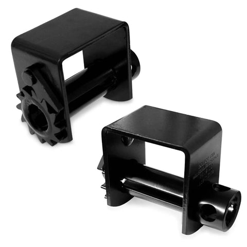 Heavy Duty Weld-On Winches for Flatbed Trailer Pack of 4, black powder coat finish, side view of rock-solid tie-downs.