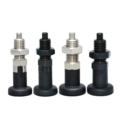 Heavy Duty Stainless Steel 304 Self Locking Knob Plunger With Quick Release Pull Ring And Dead Tight Nut Screw For Rock Solid Industrial Mounting And Indexing M10 M12 M16 M20 in multiple angles