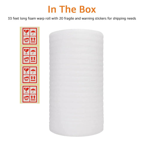 Keep Your Gear Tight And Damage Free On Any Move Or Haul This 12 Inch Wide By 33 Foot Long Foam Wrap Roll with shipping stickers.