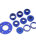 Slick 10 Piece Router Template Guide Bushing Set Crafted From Heavy Duty Aluminum For Rock Solid Precision Routing In Woodworking Projects With Tight Lock Nuts And Dead On Alignment Control, showing blue aluminum bushings.