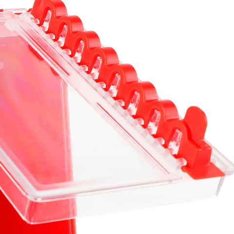 Top view of Tough As Nails Wall Mount Group Lockout Box featuring transparent viewing window and red locking points.