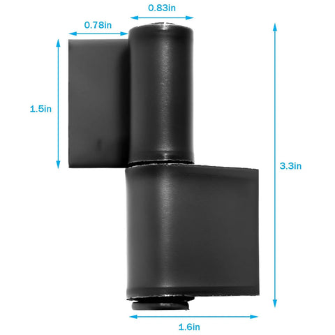 Heavy Duty Weld On Gate Hinges Set Weldable 4mm Thick Solid Steel Hinges For Trailer Garage Industrial Doors And Metal Driveway Gates 10 Pcs Durable Black Finish Corrosion Resistant, close-up of black hinge with dimensions