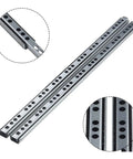 Super Smooth Ball Bearing Drawer Slides Pair With Smooth As Butter Glide And Concealed Undermount Setup For Rock Solid Cabinet Organization And Weekend Project Builds, 15 inch metal tracks with holes for installation.