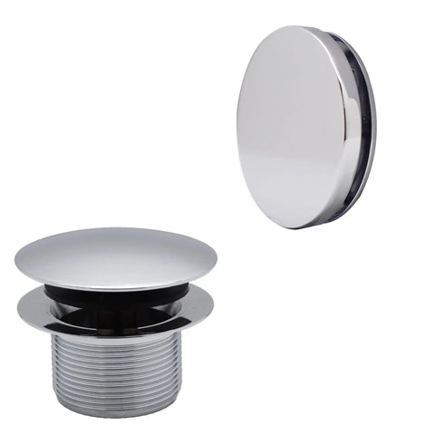 Built Tough Sch 40 Pvc Bath Waste And Overflow Assembly With Slick Illusionary Faceplate And Ada Compliant Toe Touch Drain Plug Polished Chrome drain plug, heavy duty, sleek chrome finish, universal fit.