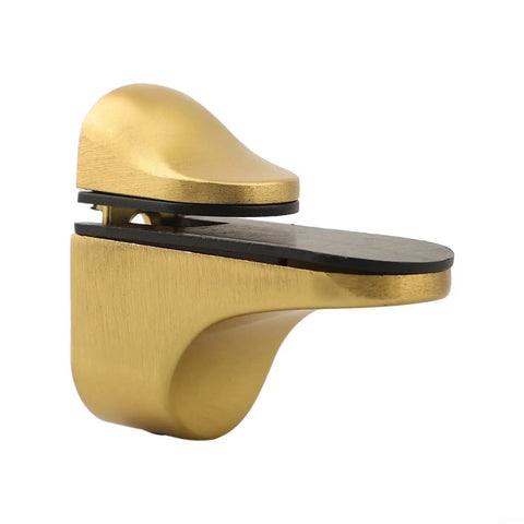 Adjustable Glass Shelf Bracket Wall Mount made from zinc alloy gold finish, close view of shelf support for 3-22mm glass panels.
