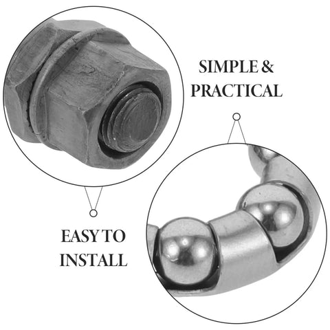 Close-up of grey steel ball bearings and nut from 180Mm Rear Bicycle Axle For Mountain Bikes Grey Steel Hub With Ball Bearings Durable Shaft