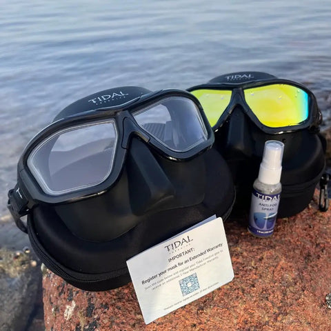 Low Volume Freedive Mask For Freediving, Spearfishing, And Snorkeling With Anti Fog Lens, 180 Degree Panoramic Vision, black frame