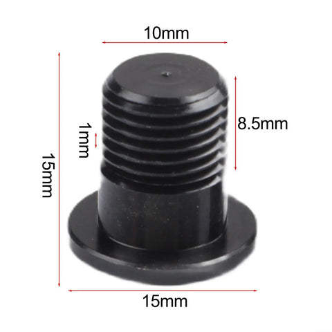 Extended Derailleur Hanger Screw Set M10xP1.0 Aluminum Chain Tensioner Bolt, dimensions labeled, black, for bikes.