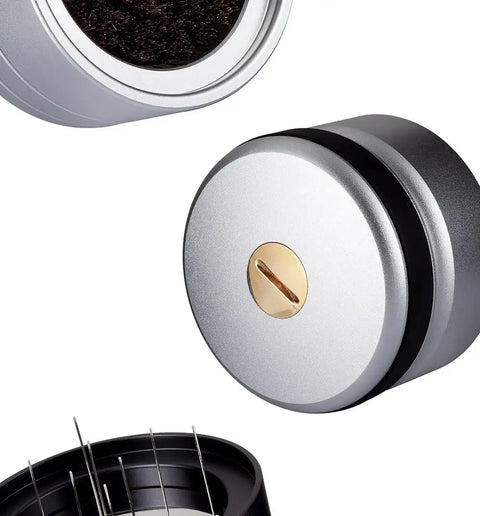 Top Shelf 58mm Stainless Steel Coffee Powder Leveler And Needle Distributor Tool For Perfect Espresso Grounds Even Distribution Barista Essential Kitchen Gear with sharp wire nodes and smooth finish.
