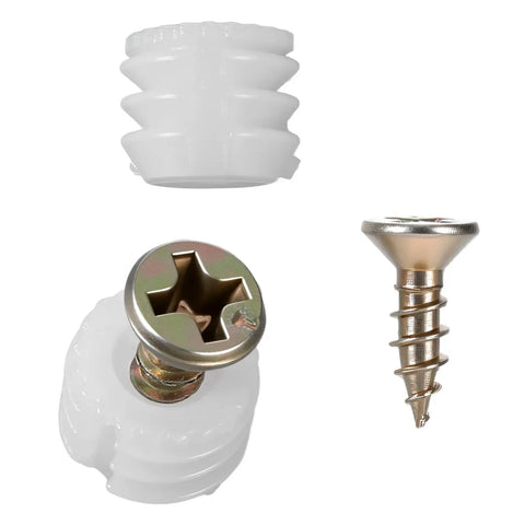 Solid Household Gear Including Twenty Five Plastic Dowel Inserts And Hinge Mounting Screws With Pre Inserted Nuts for DIY repairs.