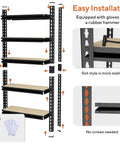 Assembly of Five Tier Heavy Duty Metal Garage Shelving Unit With 1500 Pound Capacity Adjustable Storage Rack