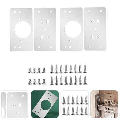 Stainless Steel Hinge Repair Plates Kit With Ten Thickened Metal Mending Brackets With Holes For Cabinets And Furniture Wardrobes Display