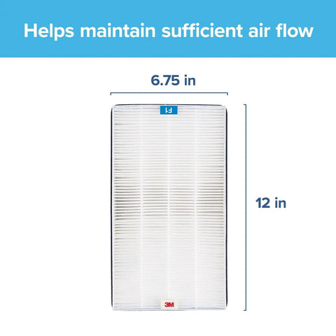 F1 Room Air Purifier Filter True HEPA Premium Allergen Bacteria And Virus Capture 12x6.75 inch front view dimensions