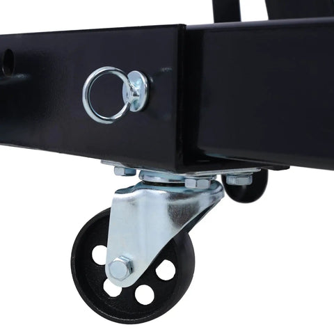 Heavy Duty 2 Ton Folding Engine Hoist Shop Crane With Hydraulic Pump And Six Swivel Casters close-up of swivel caster wheel and frame