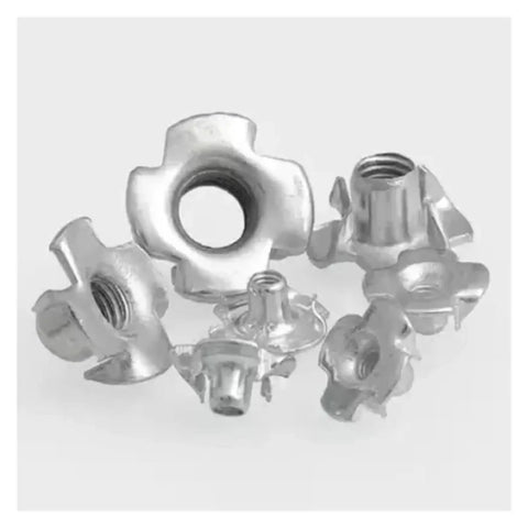 Four Claw Nut Set 20 Pcs Zinc Plated T Nut For Wood Furniture Blind Prong Inserts