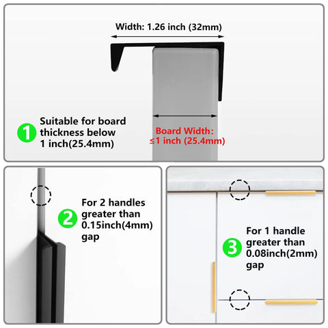 Super Sleek Matte Black Finger Edge Pulls Ten Pack Heavy Duty Cabinet Handles With Smooth Glide dimensions and fitting guide