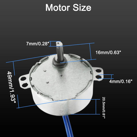 Twofer 110V Synchronous AC Motor For Turntables, 30 To 36 RPM, 4W Power, CW Or CCW Direction, motor size diagram with measurements