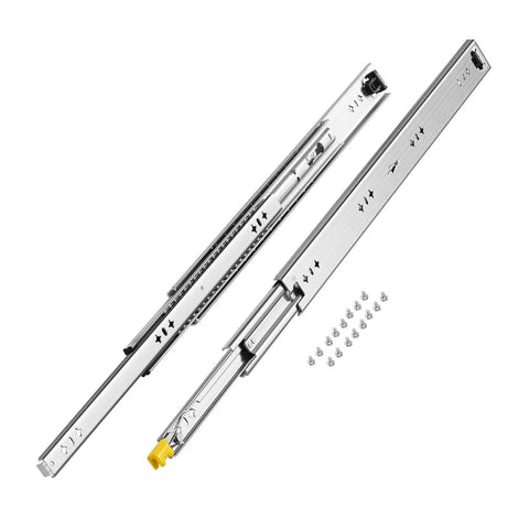 Beefy Heavy Duty 24 Inch Drawer Slides Pair With Locking 250 Lb Capacity Side Mount Ball Bearing Full Extension 3 Fold Rails