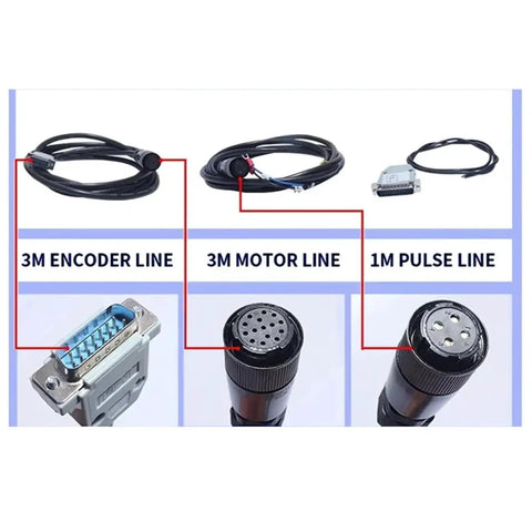 Beast 380V Three Phase Servo Motor With Encoder Feedback cables including 3M encoder, 3M motor, and 1M pulse lines.