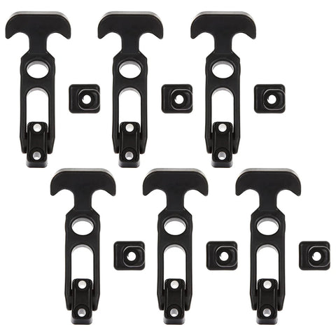 Six black Acrux7 rubber T-handle draw latches with square mounting blocks, 4.3-inch length