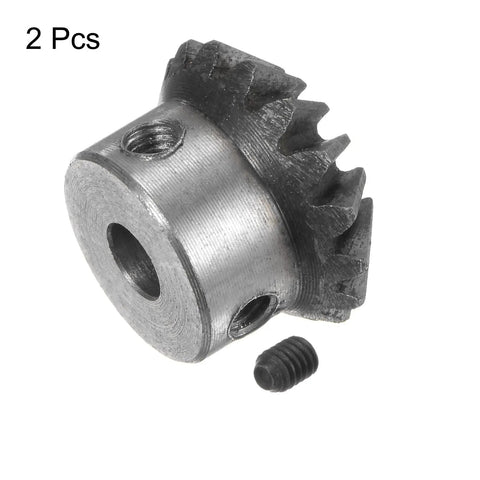 2 Pack Beefy Bevel Gear Set 1 To 1 Ratio 16 Teeth 6mm Shaft Hole 1.5 Module Tapered Bevel Pinion Gear For 90 Degree Steering And Mechanical Rotation Made From 45 Steel For Durable Wear Resistance.