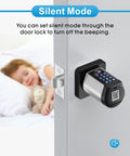 Deadbolt Smart Bluetooth Door Lock With Keyless Entry And Keypad, App Control, IC Card And Mechanical Key Backup showing silent mode feature