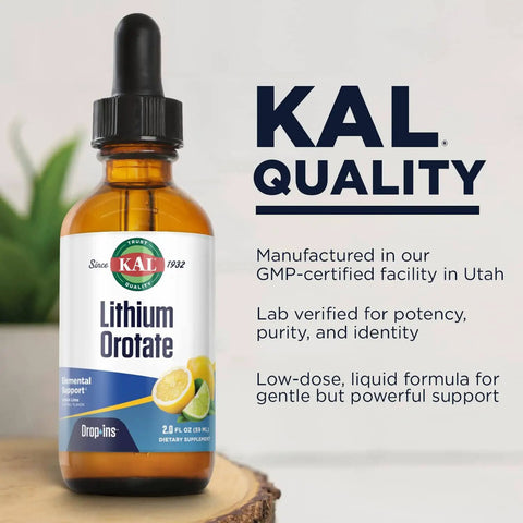 Liquid Lithium Orotate Dropins Chelated For Mood And Relaxation Support With Natural Lemon Lime Flavor 2 Oz Bottle About 60 Servings High Bioavailability And Easy Dosing