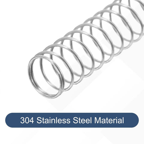 Close-up of 50 Pcs 304 Stainless Steel Compression Springs 0.2mm Wire 3mm Outer Diameter 10mm Free Length Tiny Pen Springs